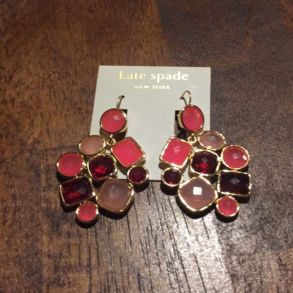 Kate spade pink red and gold earrings